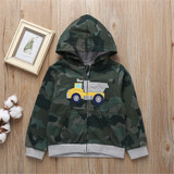 Boys Camo Cartoon Zipper Long Sleeve Hooded Jackets Wholesale