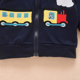 Boys Cartoon Train Zipper Long Sleeve Hooded Jackets Wholesale