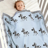 Baby Cartoon Zebra Printed Cotton Baby Blankets Wholesale