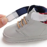 Baby Boys High Top Plaid Magic Tape Sneakers Wholesale Toddler Shoes