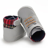 Baby Boys High Top Plaid Magic Tape Sneakers Wholesale Toddler Shoes
