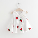 Baby Girls Embroidered Flower Watermelon Suspender Skirt