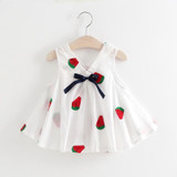 Baby Girls Embroidered Flower Watermelon Suspender Skirt