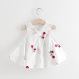 Baby Girls Embroidered Flower Watermelon Suspender Skirt