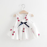 Baby Girls Embroidered Flower Watermelon Suspender Skirt