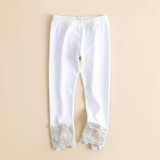 Girls Sparkling Solid Color Elastic Waist Pants