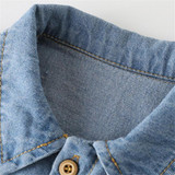 Baby Denim Animal Print Long-Sleeve Rompers