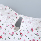 Baby Girls Floral Printed Lace Collar Rompers