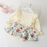 Baby Girls Ruffle Long Sleeve Floral Printed Romper Baby Clothes Suppliers