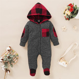 Baby Boys Long Sleeve Plaid Hooded Newborn Romper Wholesale Baby Boutique Items
