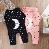 Baby Unisex Cartoon Moon Star Printed Long Sleeve Hooded Romper Wholesale Clothing Baby
