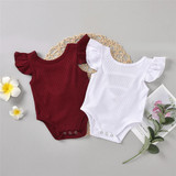 Baby Girls Summer Sleeveless Solid Color Romper Baby Wholesale Clothing