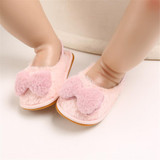 Baby Girls Fur Closed Toe Bow Decor Slip On Sandals Wholesale Baby Shoes