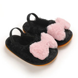 Baby Girls Fur Closed Toe Bow Decor Slip On Sandals Wholesale Baby Shoes