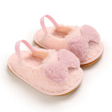 Baby Girls Fur Closed Toe Bow Decor Slip On Sandals Wholesale Baby Shoes