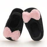 Baby Girls Fur Closed Toe Bow Decor Slip On Sandals Wholesale Baby Shoes