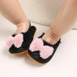 Baby Girls Fur Closed Toe Bow Decor Slip On Sandals Wholesale Baby Shoes