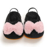 Baby Girls Fur Closed Toe Bow Decor Slip On Sandals Wholesale Baby Shoes