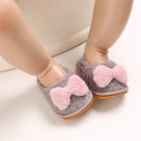 Baby Girls Fur Closed Toe Bow Decor Slip On Sandals Wholesale Baby Shoes