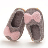 Baby Girls Fur Closed Toe Bow Decor Slip On Sandals Wholesale Baby Shoes