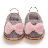 Baby Girls Fur Closed Toe Bow Decor Slip On Sandals Wholesale Baby Shoes
