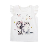 Girls Short Sleeve Cat Printing Top Girls Clothes Wholesale Girls Short Sleeve Cat Printing Top Girls Clothes Wholesale