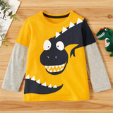Boys Cute Dinosaur Print Long Sleeve Tees