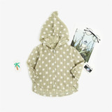 Girls Polka Dot Long Sleeve Zipper Hooded Jackets
