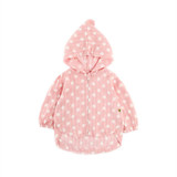 Girls Polka Dot Long Sleeve Zipper Hooded Jackets