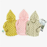 Girls Polka Dot Long Sleeve Zipper Hooded Jackets