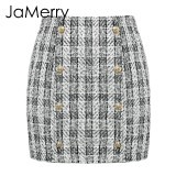 Vintage 2 piece set plaid blazer women Buttons double breast  blazer jackets work wear female blazer suits