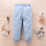 Boys Cartoon Letter Printed Casual Denim Trousers