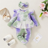 Girls Long Sleeve Tie Dye Top & Pants & Headband Girls Clothing Wholesalers Girls Long Sleeve Tie Dye Top & Pants & Headband Girls Clothing Wholesalers