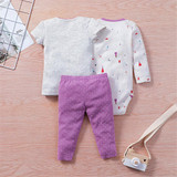 Baby Unisex 3-Piece Cartoon Printed Short Sleeve Top & Long Sleeve Romper & Pants Baby Wholesales