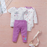 Baby Unisex 3-Piece Cartoon Printed Short Sleeve Top & Long Sleeve Romper & Pants Baby Wholesales