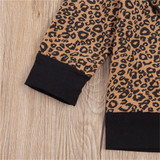 Girls Ruffled Leopard Printed Crew Neck Long Sleeve Top & Trousers Wholesale Girls