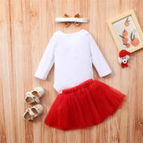 Baby Girl Christmas 3CPS Letter Printed Long Sleeve Romper & Tulle Skirt Baby Wholesales