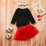Baby Girl Christmas 3CPS Letter Printed Long Sleeve Romper & Tulle Skirt Baby Wholesales