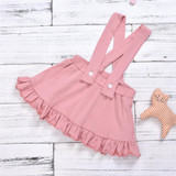Girls Floral Printed Long Sleeve Top & Solid Suspender Skirt Girls Clothes Wholesale