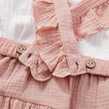Girls Solid Color Long Sleeve Top & Suspender Skirt & Headband Baby Girl Wholesale