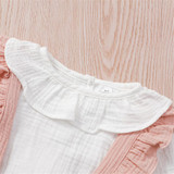 Girls Solid Color Long Sleeve Top & Suspender Skirt & Headband Baby Girl Wholesale