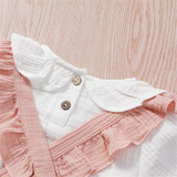 Girls Solid Color Long Sleeve Top & Suspender Skirt & Headband Baby Girl Wholesale