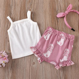 Baby Girls Solid Tank Top & Mermaid Print Shorts Baby Boutique Wholesale