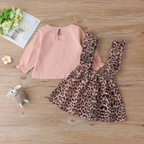 Baby Girls Solid Long Sleeve Top & Leopard Suspender Skirt Baby Clothing Cheap Wholesale Baby Girls Solid Long Sleeve Top & Leopard Suspender Skirt Baby Clothing Cheap Wholesale