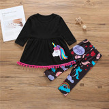 Girls Rainbow Unicorn Printed Long Sleeve T-shirt & Pants Wholesale