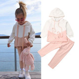 Girls Long Sleeve Hooded Casual Tops&Solid Pants Girls Clothing Wholesalers