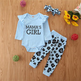 Baby Girls Printed Letter Casual Romper&Pants&Headband Baby Wholesale Clothes