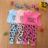 Baby Girls Printed Letter Casual Romper&Pants&Headband Baby Wholesale Clothes