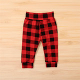 Girls Plaid Letter Printed Romper & Pants & Headband Baby Wholesale Clothing