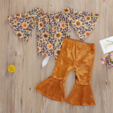 Girls Long Sleeve Floral Tops&Flare Pants Baby Girl Wholesale Boutique Girls Long Sleeve Floral Tops&Flare Pants Baby Girl Wholesale Boutique